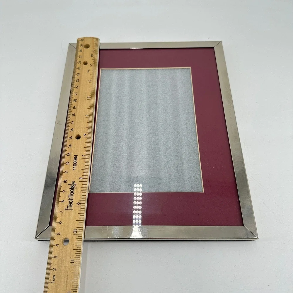 Studio Image Silver Tone Metal Picture Frame with Burgundy Mat for 5x7 Photo